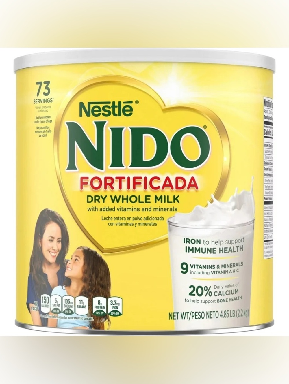New Nestle NIDO Fortificada Dry Whole Milk Powder 73 Servings 4.85lbs XLarge Can